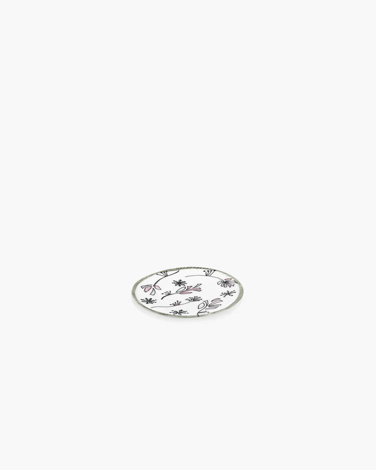 Bread plate Pink flower Midnight Flowers - Set of 2