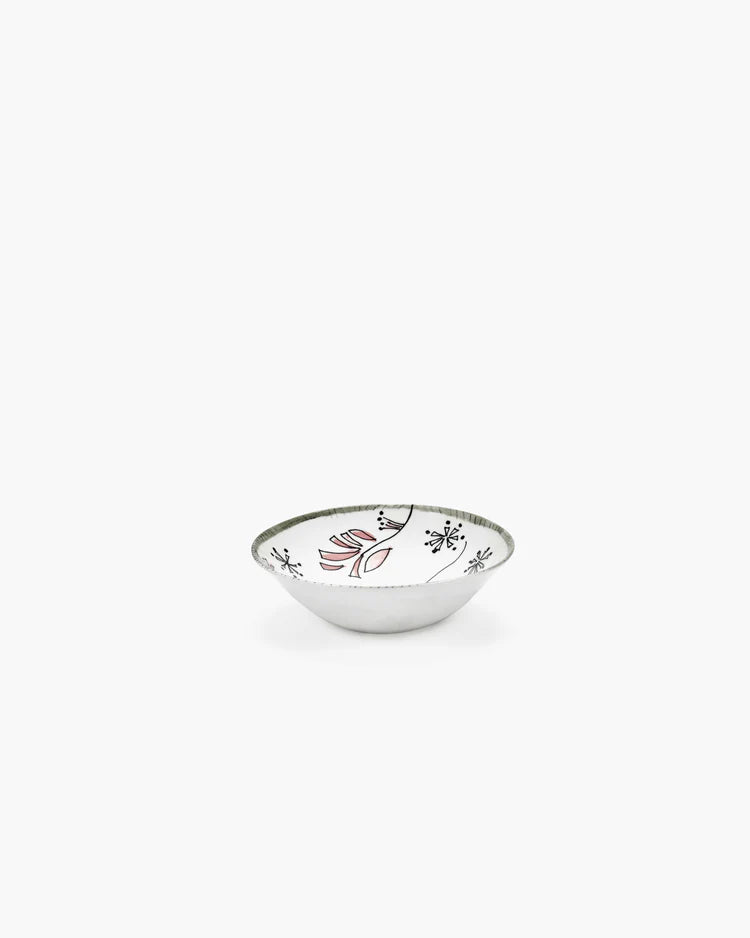Low bowl S Pink flower Midnight Flowers - Set of 2