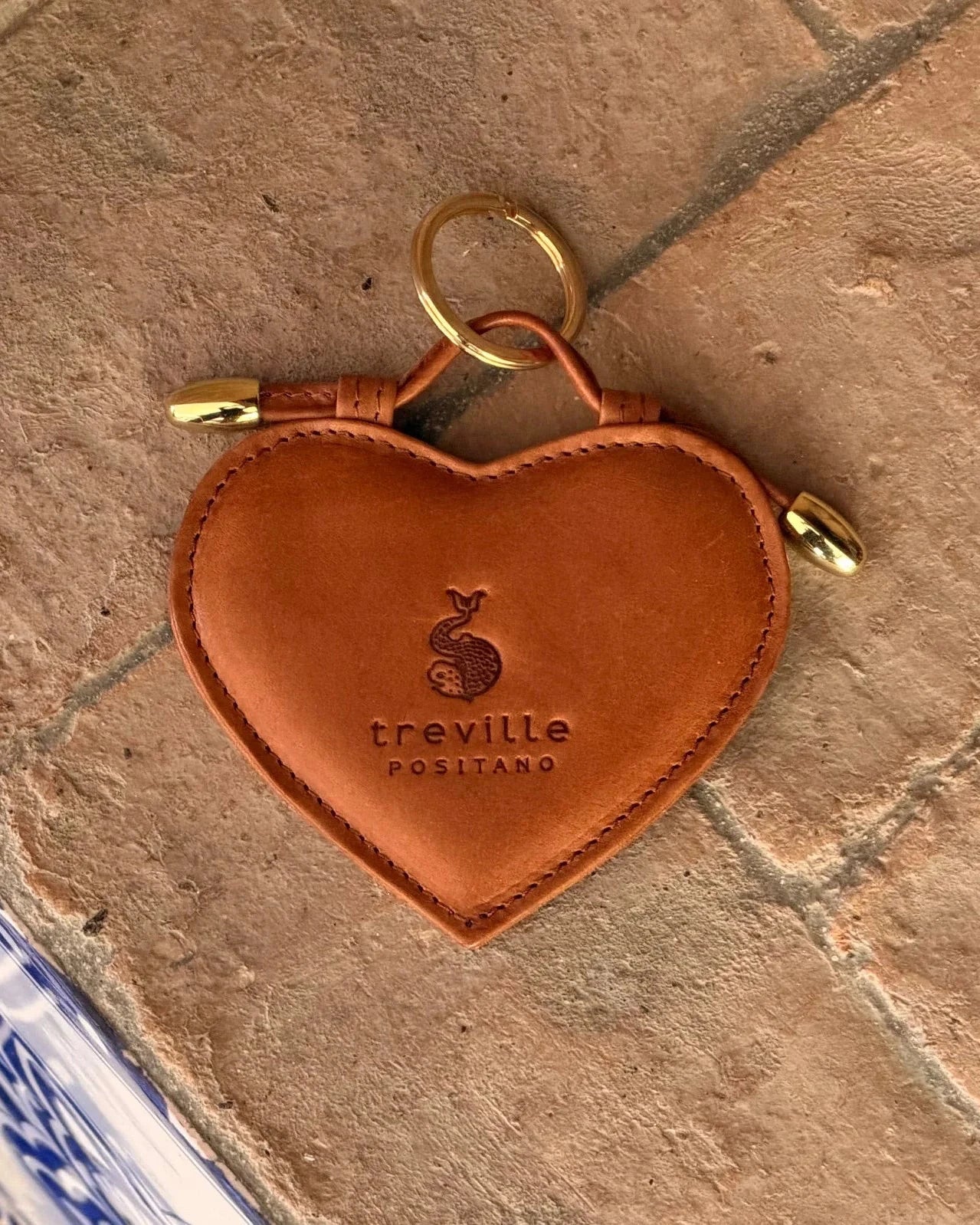 Leather Keychain Heart Treville Positano
