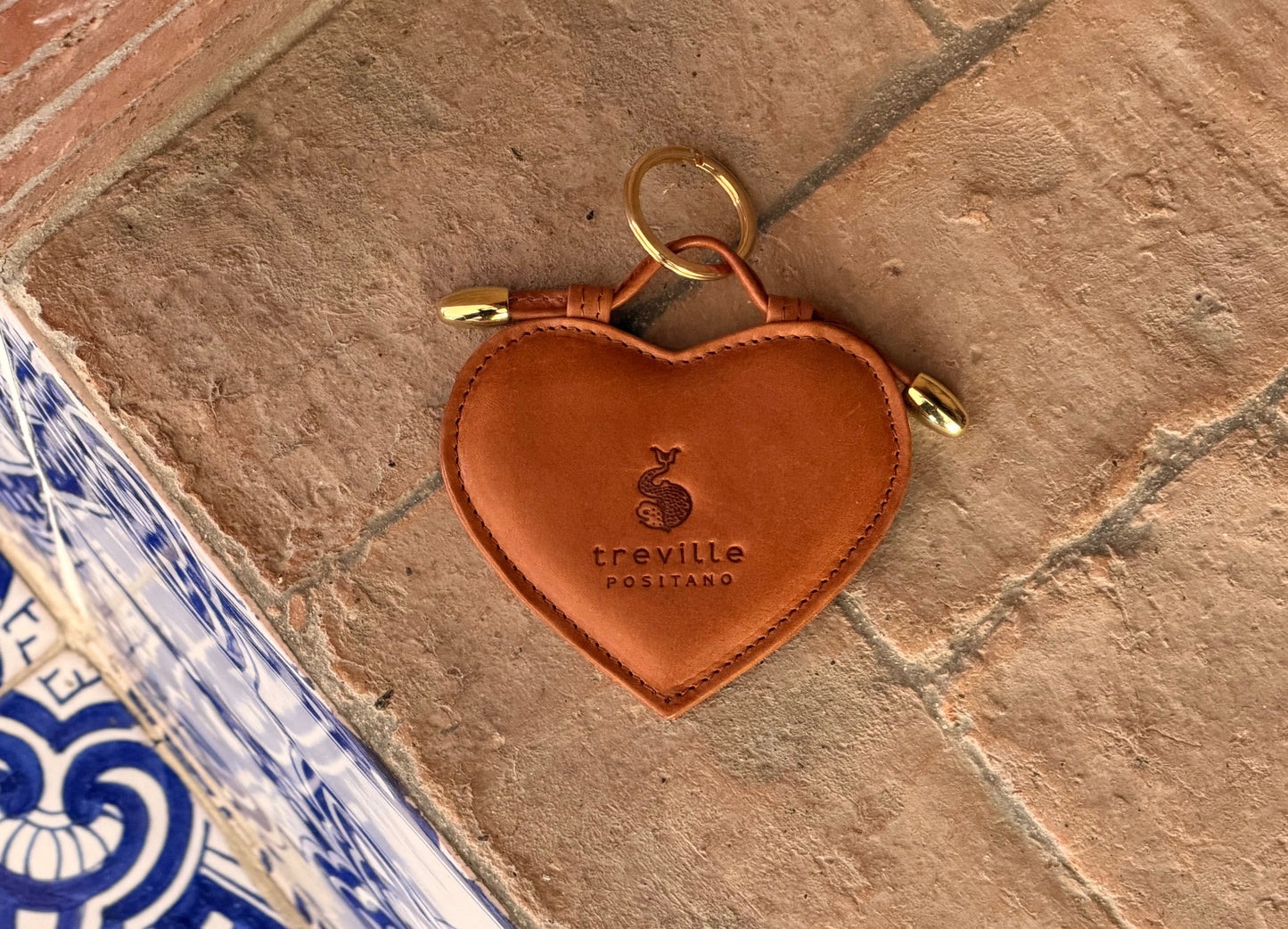 Leather Keychain Heart Treville Positano