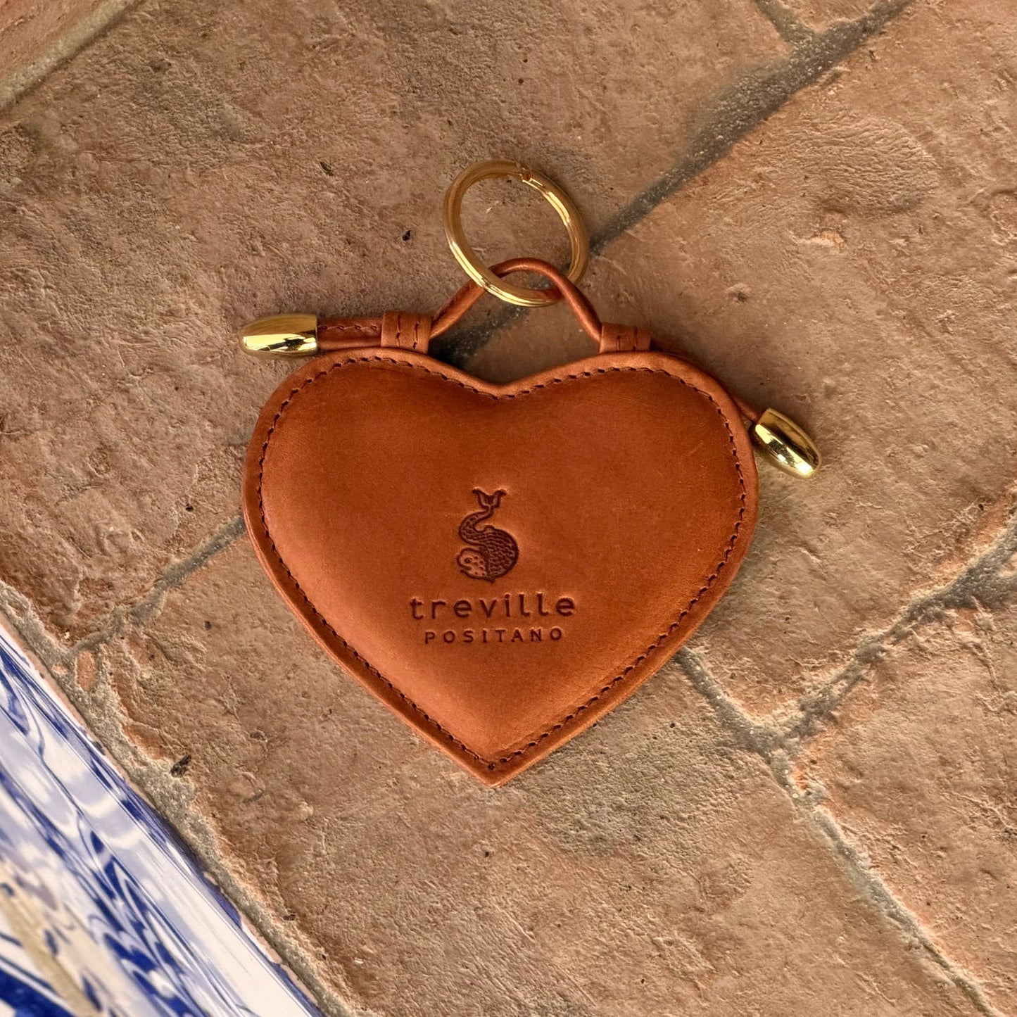 Leather Keychain Heart Treville Positano