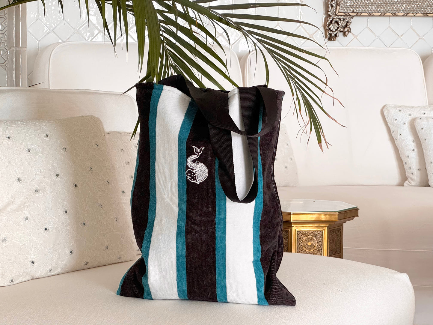 Striped Laptop Tote
