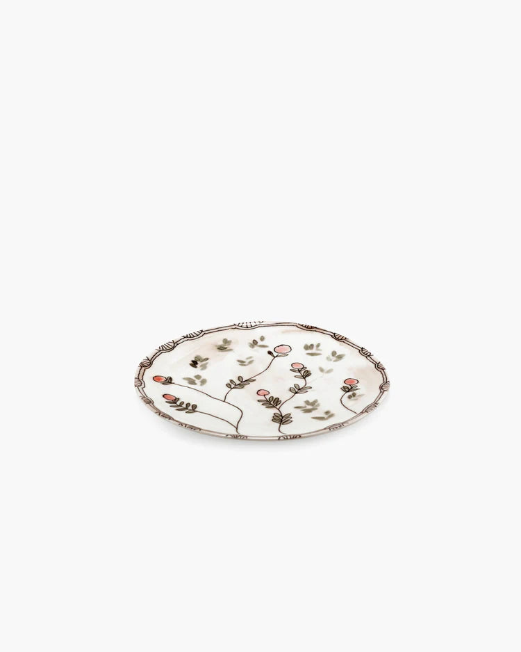 Breakfast plate Blueberry nude Midnight Flowers - Set of 2