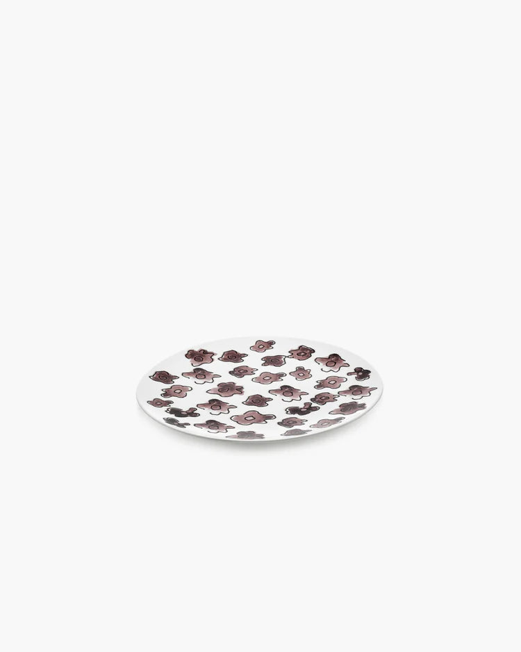 Breakfast plate Dark purple Midnight Flowers - Set of 2