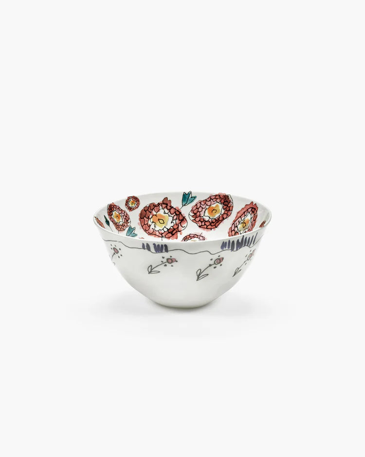 Serving bowl M Anemone milk Midnight Flowers