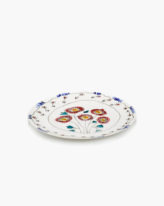Serving plate S Anemone milk Midnight Flowers - Set of 2